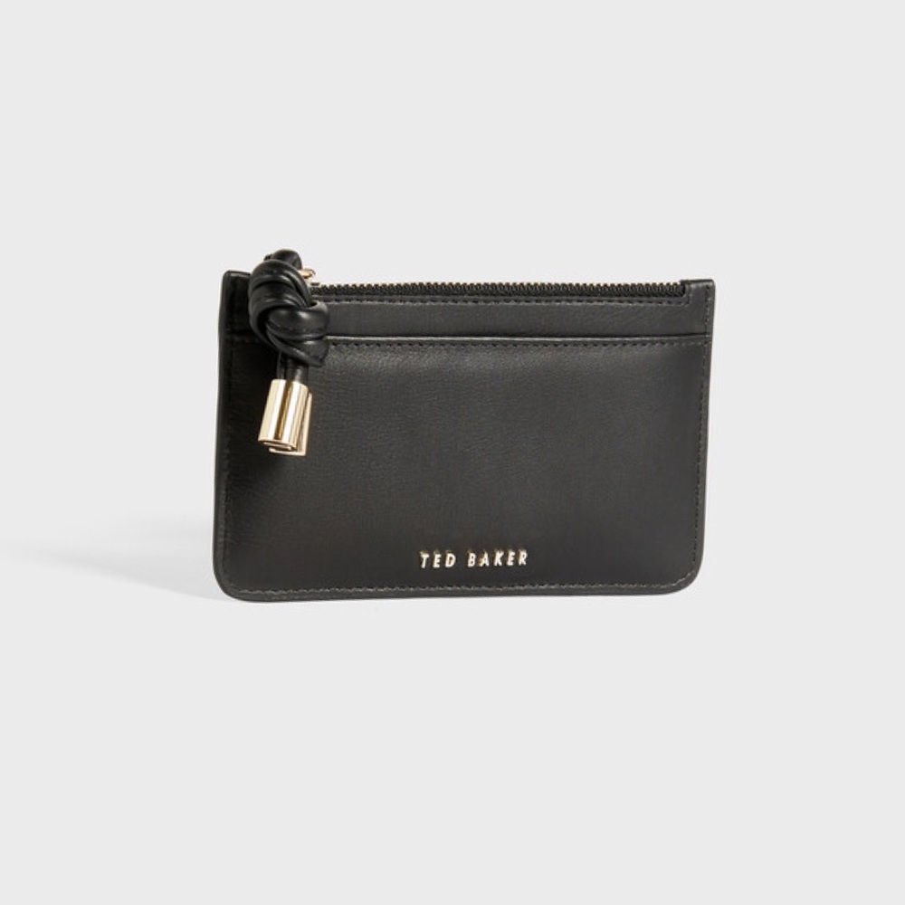 Ted Baker MOVA knotted black leather detail zip card holder